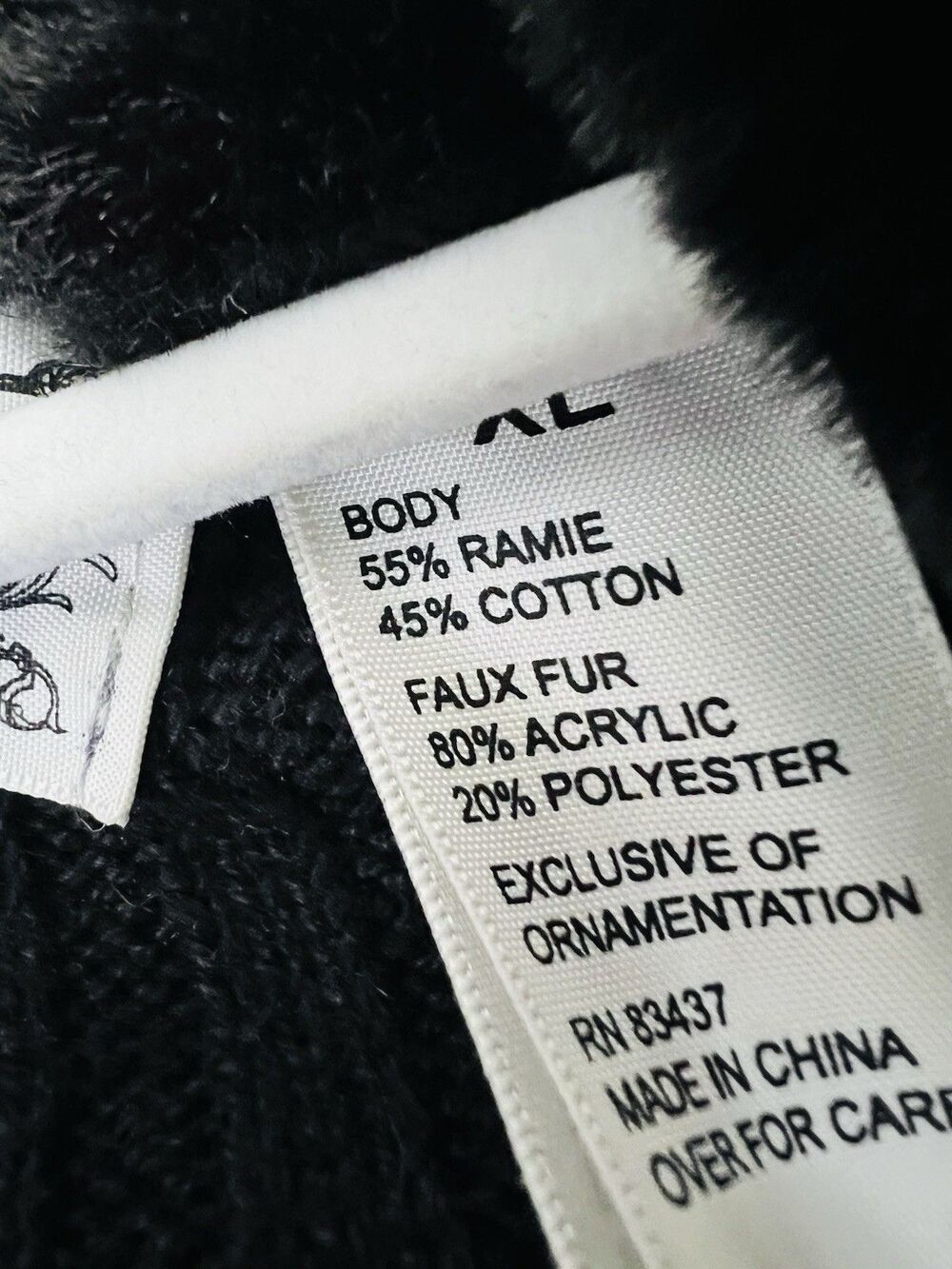 Tiara International Black Ribbed Jersey Knit & Vegan Fur Stretchy Zip Jacket XL - Picture 7 of 7